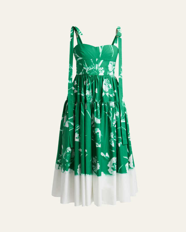 Strappy Floral Fit-Flare Midi Dress